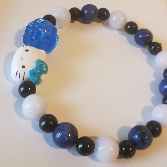 💙 Hello Kitty Larvikite & Aquamarine  Bracelet - Picture 3 of 4